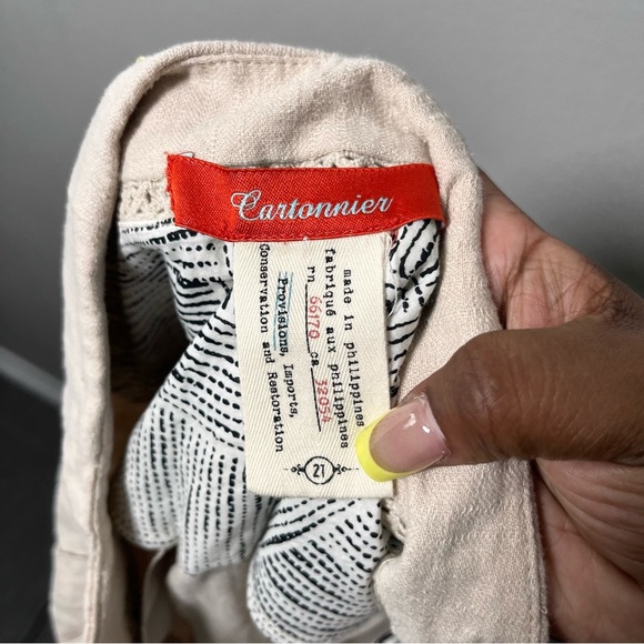 Cartonnier Anthropologie Women Linen Pants 27" Tan Wide Leg Trousers Business‎ - Picture 4 of 9